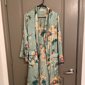 Violet & Claire Kimono Floral Asian Satin Long Cardigan